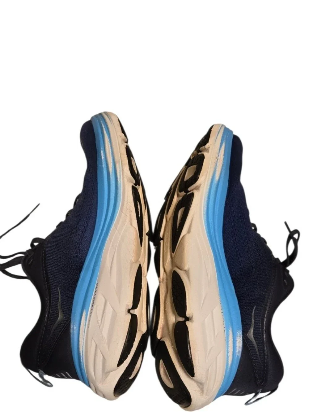 HOKA Men's Bondi 8 Navy Blue Running Shoes with Light Blue Accents Size 9.5D